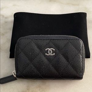Chanel black coin purse with SHW &  caviar leather
